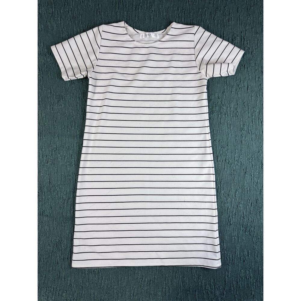 April El Salvador T-shirt Dress Striped White - Size S
